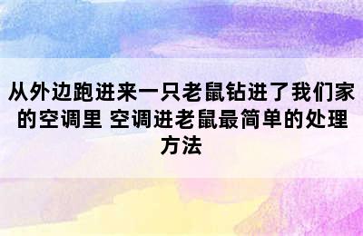 从外边跑进来一只老鼠钻进了我们家的空调里 空调进老鼠最简单的处理方法